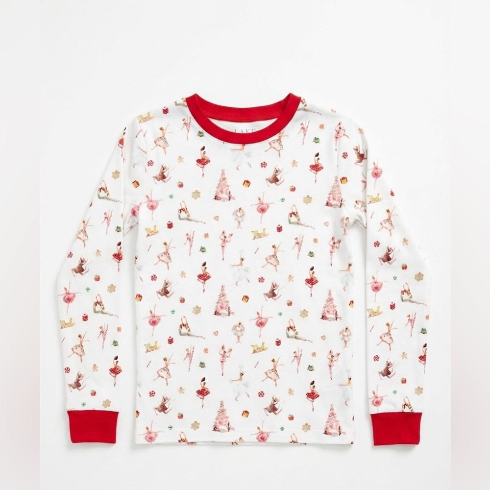 LAKE Pajamas Kids 10 Nutcracker Ballet Pima Cotton Long Sleeve Top Christmas